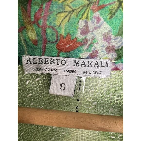 Alberto Makali Cardigan Women’s Small Green Tie Front Tie Dye Attached Scarf - Picture 6 of 7